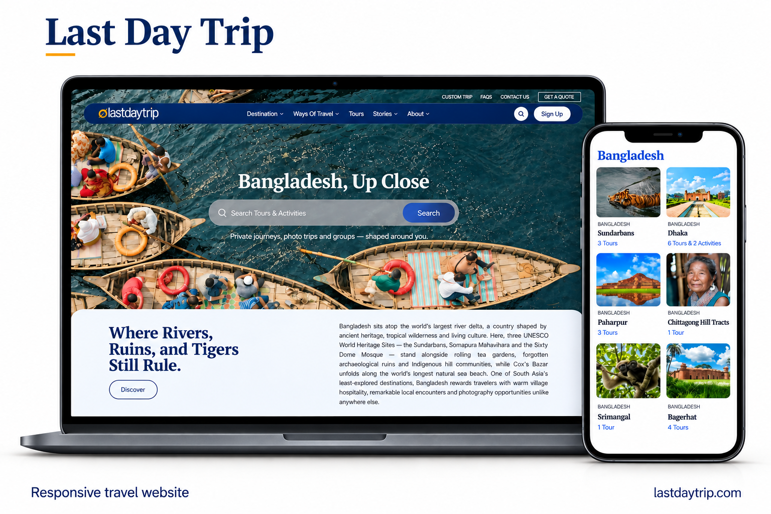 Last Day Trip responsive website presented on a laptop and phone